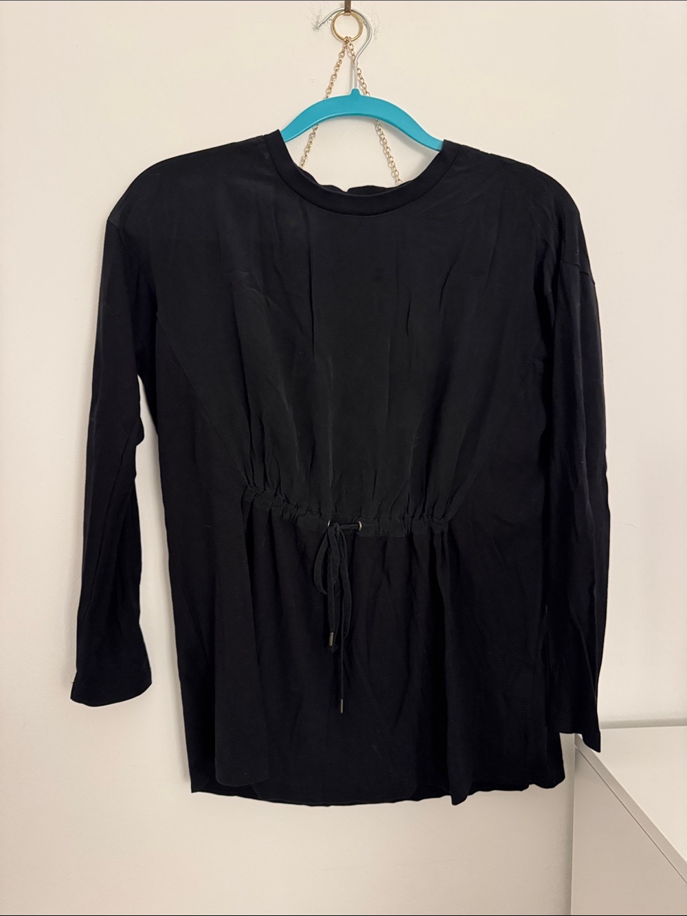 COS Black Long-Sleeve Drawstring-Waist Top